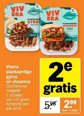 Promoties Vivera plantaardige gyros en shoarma - Vivera - Geldig van 23/10/2023 tot 29/10/2023 bij Albert Heijn