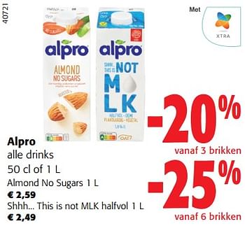Promoties Alpro alle drinks - Alpro - Geldig van 18/10/2023 tot 31/10/2023 bij Colruyt