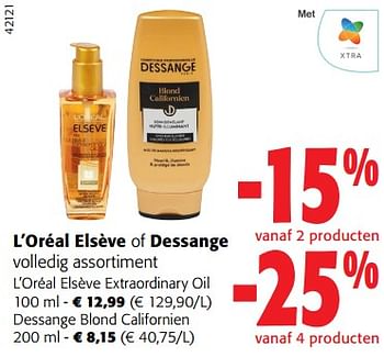 Promoties L’oréal elsève of dessange volledig assortiment - Huismerk - Colruyt - Geldig van 18/10/2023 tot 31/10/2023 bij Colruyt