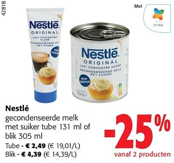 Promoties Nestlé gecondenseerde melk met suiker tube of blik - Nestlé - Geldig van 18/10/2023 tot 31/10/2023 bij Colruyt