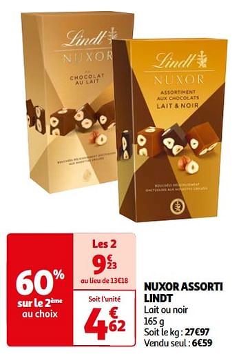 Assortiment de chocolats au lait & noir Nuxor, Lindt (165 g)