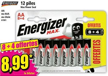 Promotions 12 piles max power seal - Energizer - Valide de 25/10/2023 à 31/10/2023 chez Norma