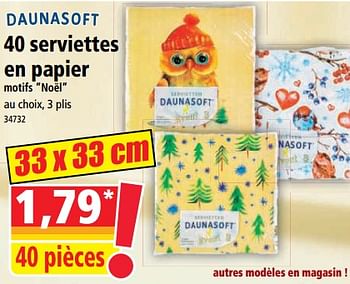 Promotions 40 serviettes en papier motifs noël - Daunasoft - Valide de 25/10/2023 à 31/10/2023 chez Norma