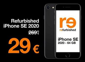 Promoties Apple refurbished iphone se 2020 64 gb - Apple - Geldig van 23/10/2023 tot 29/10/2023 bij Orange