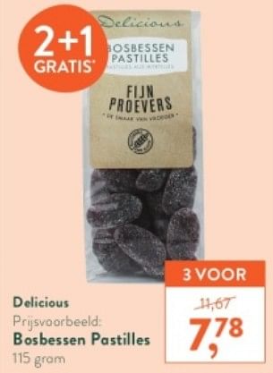 Promoties Bosbessen pastilles - Delicious - Geldig van 02/10/2023 tot 29/10/2023 bij Holland & Barret