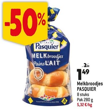 Promoties Melkbroodjes pasquier - Brioche pasquier - Geldig van 25/10/2023 tot 31/10/2023 bij Louis Delhaize