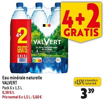 Promotions Eau minérale naturelle valvert - Valvert - Valide de 25/10/2023 à 31/10/2023 chez Smatch