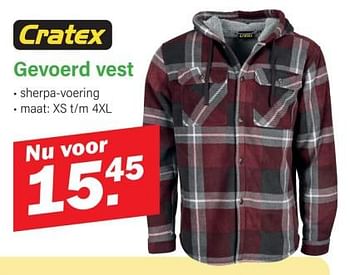 Promoties Gevoerd vest - Cratex - Geldig van 09/10/2023 tot 29/10/2023 bij Van Cranenbroek