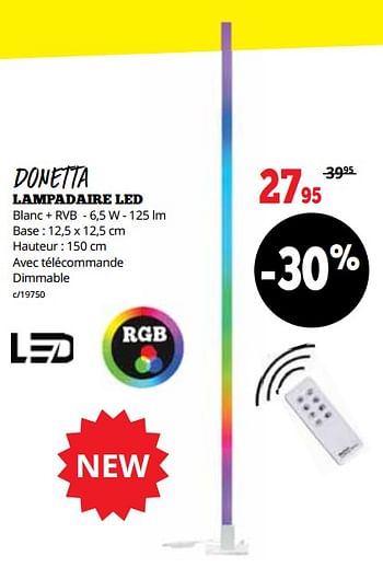 Promotions Donetta lampadaire led - Produit maison - Dema - Valide de 16/10/2023 à 05/11/2023 chez Dema