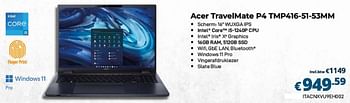 Promoties Acer travelmate p4 tmp416-51-53mm - Acer - Geldig van 01/10/2023 tot 31/10/2023 bij Compudeals