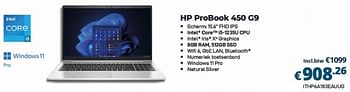 Promoties Hp probook 450 g9 - HP - Geldig van 01/10/2023 tot 31/10/2023 bij Compudeals