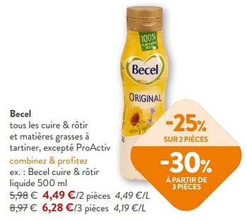 Promotions Becel cuire + rôtir liquide - Becel - Valide de 18/10/2023 à 31/10/2023 chez OKay
