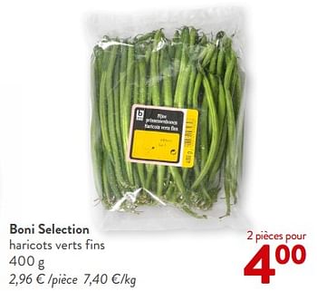 Promotions Boni selection haricots verts fins - Boni - Valide de 18/10/2023 à 31/10/2023 chez OKay
