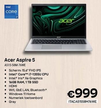 Promoties Acer aspire 5 a515-58m-76we - Acer - Geldig van 01/10/2023 tot 31/10/2023 bij Compudeals