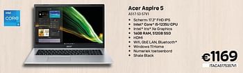 Promoties Acer aspire 5 a517-53-57v1 - Acer - Geldig van 01/10/2023 tot 31/10/2023 bij Compudeals