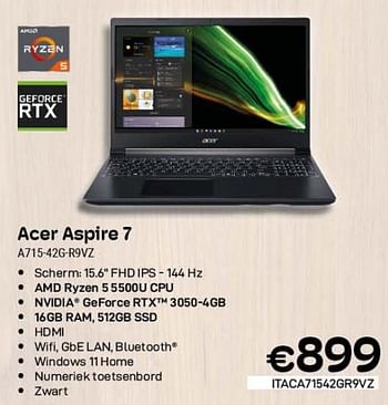 Promoties Acer aspire 7 a715-42g-r9vz - Acer - Geldig van 01/10/2023 tot 31/10/2023 bij Compudeals