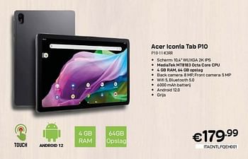 Promoties Acer iconia tab p10-11-k3rr - Acer - Geldig van 01/10/2023 tot 31/10/2023 bij Compudeals