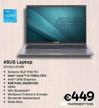 Promoties Asus laptop x515ea-ej910w - Asus - Geldig van 01/10/2023 tot 31/10/2023 bij Compudeals