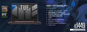 Promoties Asus tuf gaming a17 fa707nu-hx023w - Asus - Geldig van 01/10/2023 tot 31/10/2023 bij Compudeals