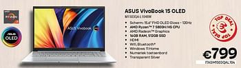Promoties Asus vivobook 15 oled m1503qa-l1048w - Asus - Geldig van 01/10/2023 tot 31/10/2023 bij Compudeals