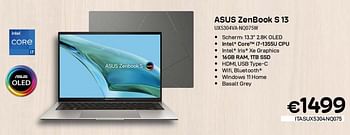 Promoties Asus zenbook s 13 ux5304va-nq075w - Asus - Geldig van 01/10/2023 tot 31/10/2023 bij Compudeals