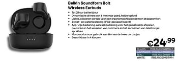 Promoties Belkin soundform bolt wireless earbuds black - BELKIN - Geldig van 01/10/2023 tot 31/10/2023 bij Compudeals