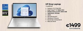 Promoties Hp envy laptop 17cw0007nb - HP - Geldig van 01/10/2023 tot 31/10/2023 bij Compudeals