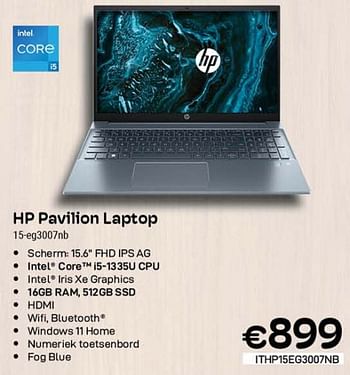Promoties Hp pavilion laptop 15-eg3007nb - HP - Geldig van 01/10/2023 tot 31/10/2023 bij Compudeals