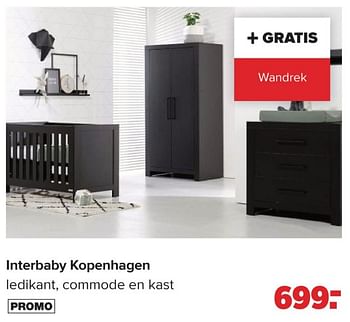 Promoties Interbaby kopenhagen ledikant, commode en kast - Interbaby - Geldig van 02/10/2023 tot 04/11/2023 bij Baby-Dump