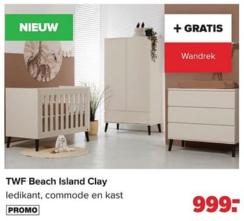 Promoties Twf beach island clay ledikant, commode en kast - TWF - Geldig van 02/10/2023 tot 04/11/2023 bij Baby-Dump