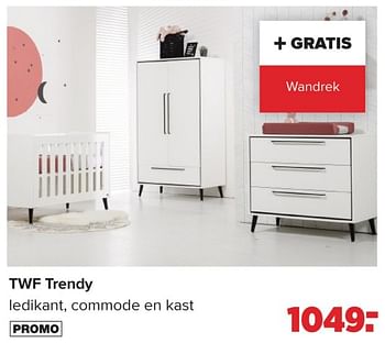 Promoties Twf trendy ledikant, commode en kast - TWF - Geldig van 02/10/2023 tot 04/11/2023 bij Baby-Dump