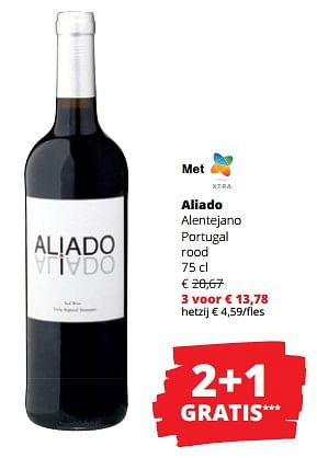Promoties Aliado alentejano portugal rood - Rode wijnen - Geldig van 19/10/2023 tot 01/11/2023 bij Spar (Colruytgroup)