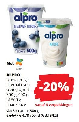 Promoties Alpro plantaardige alternatieven voor yoghurt natuur - Alpro - Geldig van 19/10/2023 tot 01/11/2023 bij Spar (Colruytgroup)