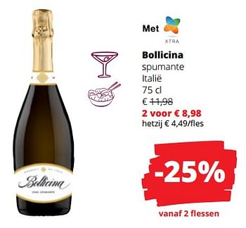 Promoties Bollicina spumante italië - Schuimwijnen - Geldig van 19/10/2023 tot 01/11/2023 bij Spar (Colruytgroup)