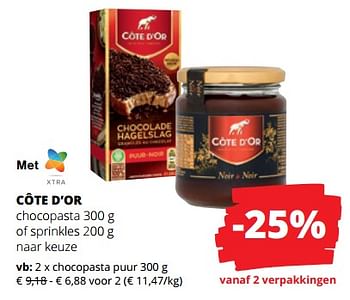 Promoties Côte d’or chocopasta puur - Cote D'Or - Geldig van 19/10/2023 tot 01/11/2023 bij Spar (Colruytgroup)