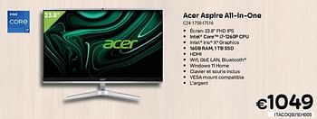 Promotions Acer aspire all-in-one c24-175017516 - Acer - Valide de 01/10/2023 à 31/10/2023 chez Compudeals