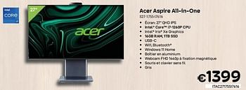 Promotions Acer aspire all-in-one s27-1755-17616 - Acer - Valide de 01/10/2023 à 31/10/2023 chez Compudeals