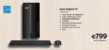Promotions Acer aspire tc 1780-15430 - Acer - Valide de 01/10/2023 à 31/10/2023 chez Compudeals