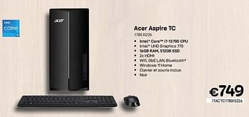Promotions Acer aspire tc 1780-i5226 - Acer - Valide de 01/10/2023 à 31/10/2023 chez Compudeals
