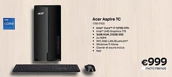Promotions Acer aspire tc 1780-i7420 - Acer - Valide de 01/10/2023 à 31/10/2023 chez Compudeals