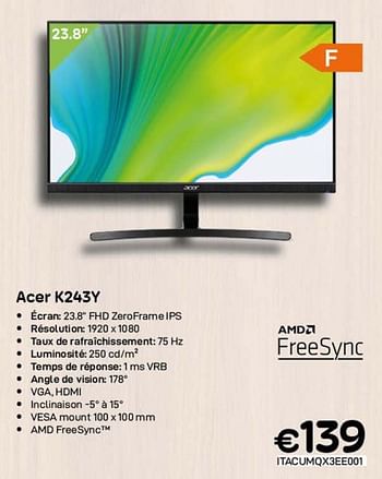 Promotions Acer k243y - Acer - Valide de 01/10/2023 à 31/10/2023 chez Compudeals