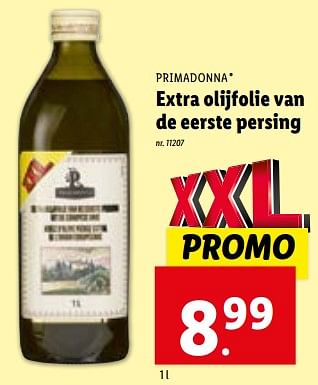 Promotions Extra olijfolie van de eerste persing - Primadonna - Valide de 02/11/2023 à 07/11/2023 chez Lidl