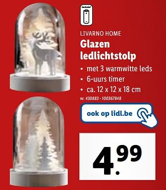 Promoties Glazen ledlichtstolp - Livarno - Geldig van 02/11/2023 tot 07/11/2023 bij Lidl