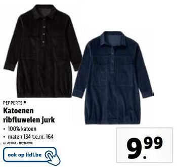 Promoties Katoenen ribfluwelen jurk - Pepperts - Geldig van 02/11/2023 tot 07/11/2023 bij Lidl