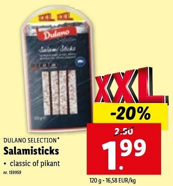 Promoties Salamisticks - Dulano - Geldig van 02/11/2023 tot 07/11/2023 bij Lidl