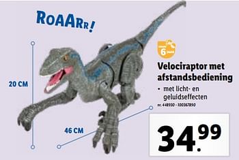 Promoties Velociraptor met afstandsbediening - Huismerk - Lidl - Geldig van 02/11/2023 tot 07/11/2023 bij Lidl