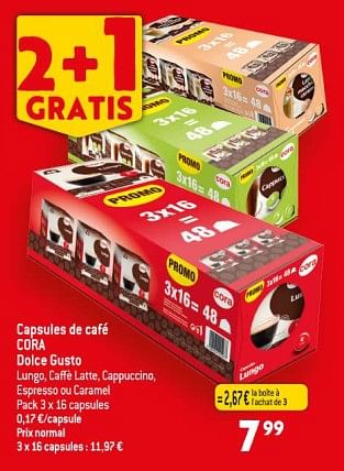 Promotions Capsules de café cora dolce gusto - Produit maison - Match - Valide de 25/10/2023 à 31/10/2023 chez Match