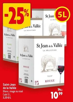 Promotions Saint-jean de la vallée blanc, rouge ou rosé - Vins blancs - Valide de 25/10/2023 à 31/10/2023 chez Match