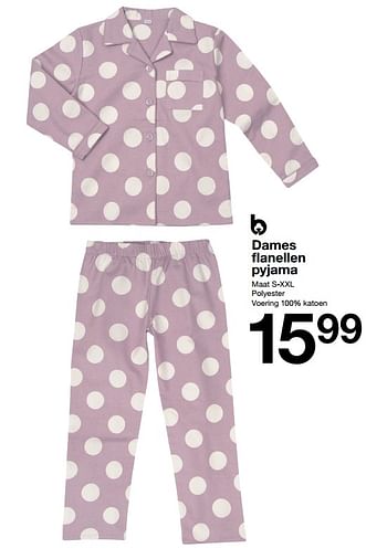 Promoties Dames flanellen pyjama - Huismerk - Zeeman  - Geldig van 28/10/2023 tot 03/11/2023 bij Zeeman