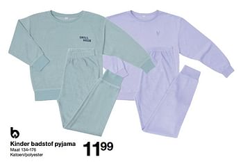Promotions Kinder badstof pyjama - Produit maison - Zeeman  - Valide de 28/10/2023 à 03/11/2023 chez Zeeman